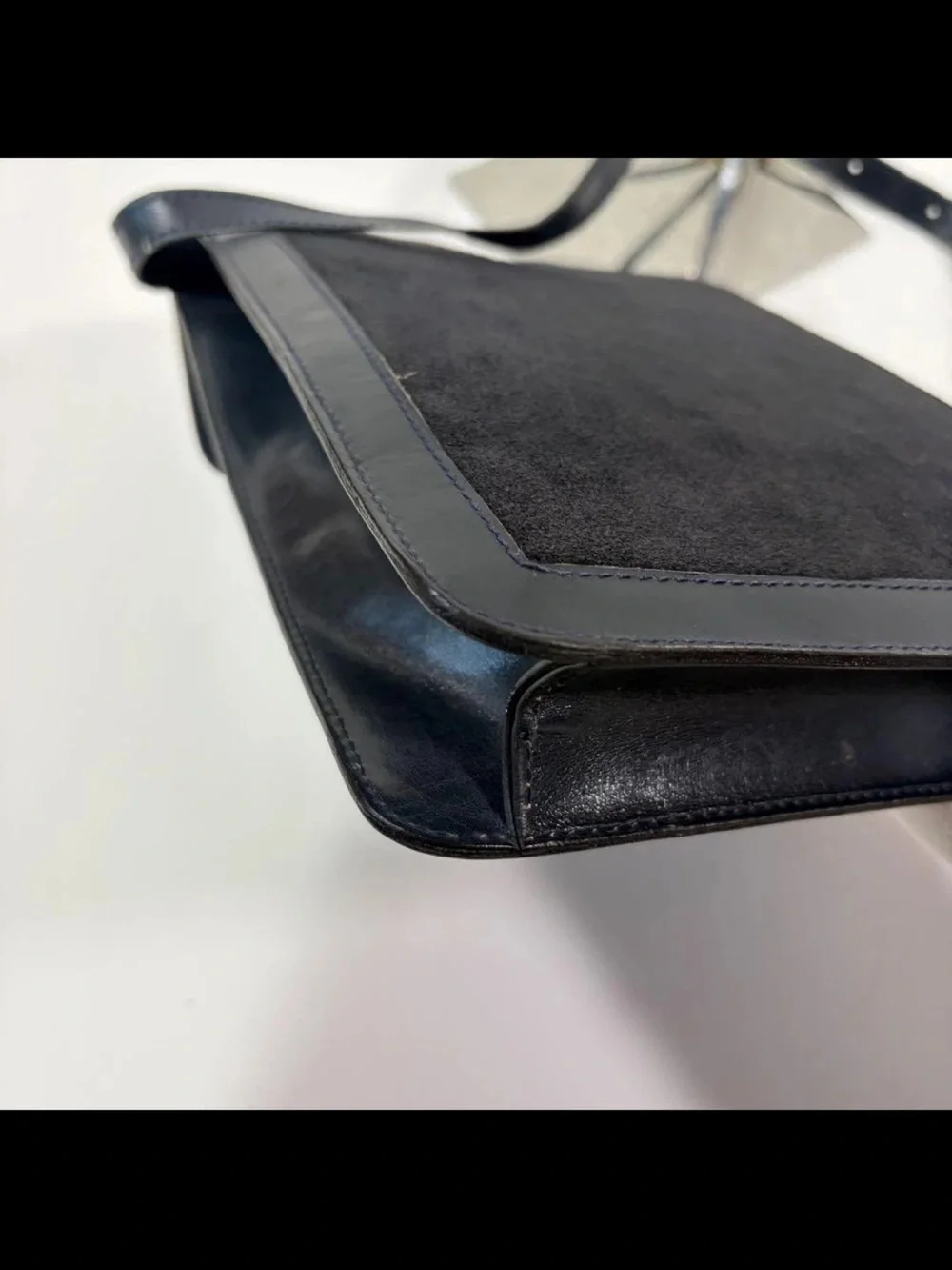 Gucci Black Suede Messenger Bag with Red & Blue Web Stripe